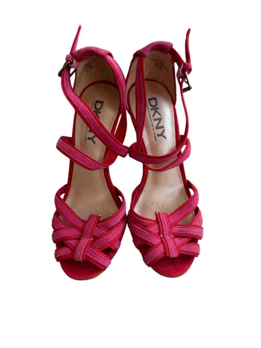 DKNY Pink Cork Wedge Sandals